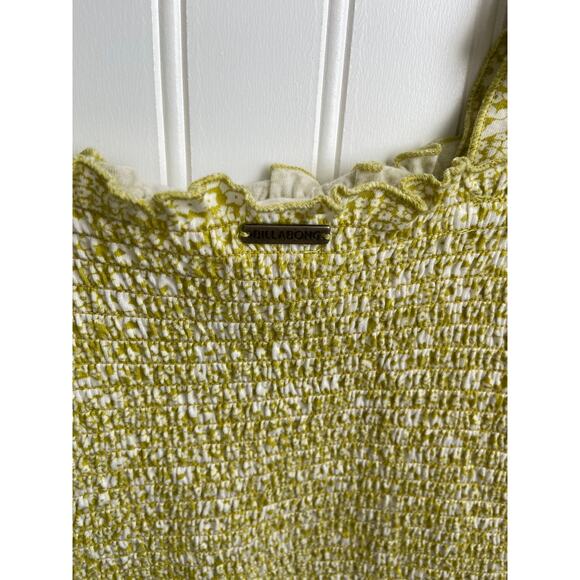 Billabong Tank Top Size S Green White Crop Tank Ruffles Elastic Sun Dreamer - Picture 6 of 6